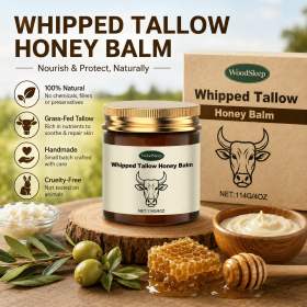 Whipped Tallow Honey Balm, Natural Grass-Fed Tallow & Honey Moisturizer for Skin & Body, 4oz