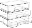 12.1''W Clear Stackable Storage Drawers,3 Pack Acrylic Plastic Organizers Bins for Makeup Palettes, Cosmetics, and Beauty Supplies,Ideal for Vanity