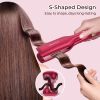 Hair Waver Iron Beach Waver Wand Hair Crimper Hair Waver Barrel Curling Iron 1 Inch PTC Heater Auto Shut-Off Adjustable Easy Shap Long Lasting Heat Du
