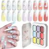 Limegirl Gradient Painting Gel, 9 Bright Colors Ombre GelNail Polish for Pigment Pat Nails Nails French ManicureSoak Off UV Set