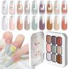 Limegirl Gradient Painting Gel, 9 Bright Colors Ombre GelNail Polish for Pigment Pat Nails Nails French ManicureSoak Off UV Set