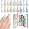 Limegirl Gradient Painting Gel, 9 Bright Colors Ombre GelNail Polish for Pigment Pat Nails Nails French ManicureSoak Off UV Set