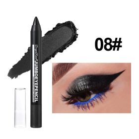 Smoky Dark Green Eyeshadow Pencil Stick Waterproof Pearlescent 12 Colors Metallic Glitter Eye Shadow Highlighter Pen Makeup Tool (Color: 08)