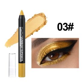 Smoky Dark Green Eyeshadow Pencil Stick Waterproof Pearlescent 12 Colors Metallic Glitter Eye Shadow Highlighter Pen Makeup Tool (Color: 03)