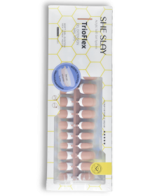 SheSlay Short Square Trio Flex Gel French Tip Nails | Pre-Colored Press-On Nail Extensions (Copy) (Nail shape: Short, Color: Nude)