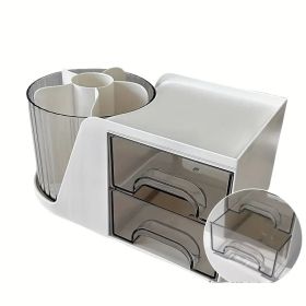 360Â° Spinning Beauty Organizer â€“ No-Power Rotating Display for Cosmetics, Perfumes & Office Supplies (Compact & Stylish) (Color: White)