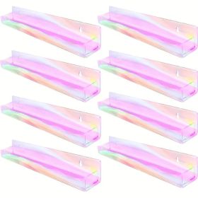 Rainbow Makeup Organizer Wall Display - Durable Plastic Storage Rack Holds Nail Polishes, Lipsticks & Beauty Essentials (Quantity: 8pcs)